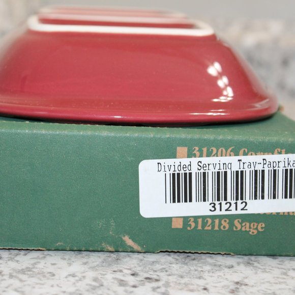 Longaberger Paprika Divided Dish Serving Tray NEW - Picture 4 of 6